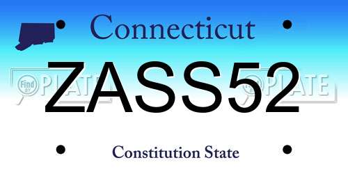 ZASS52 Connecticut License Plate