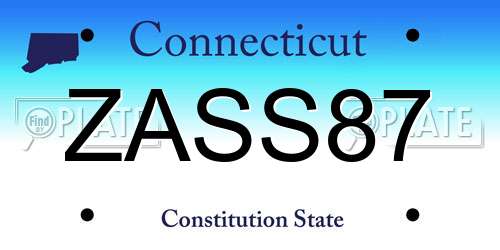 ZASS87 Connecticut License Plate