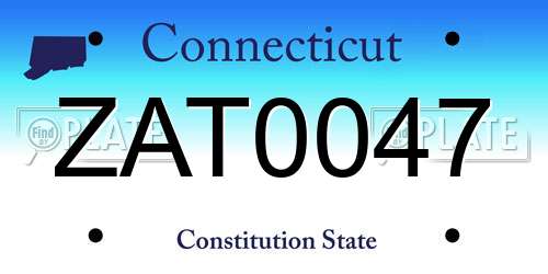 ZAT0047 Connecticut License Plate