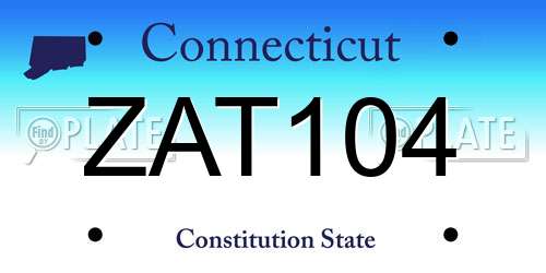 ZAT104 Connecticut License Plate