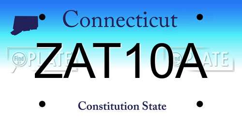 ZAT10A Connecticut License Plate