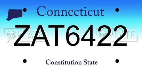 ZAT6422 Connecticut License Plate