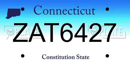 ZAT6427 Connecticut License Plate
