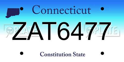 ZAT6477 Connecticut License Plate
