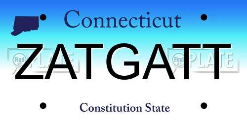 ZATGATT Connecticut License Plate