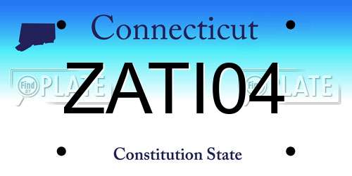 ZATI04 Connecticut License Plate