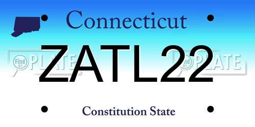 ZATL22 Connecticut License Plate