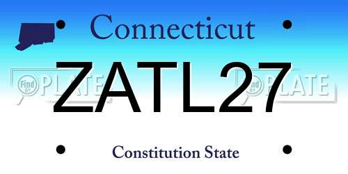 ZATL27 Connecticut License Plate