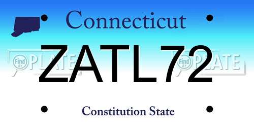 ZATL72 Connecticut License Plate