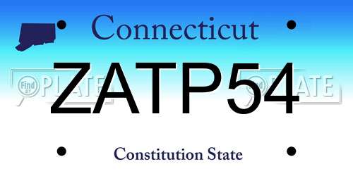 ZATP54 Connecticut License Plate
