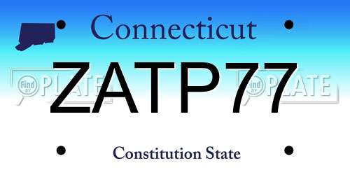 ZATP77 Connecticut License Plate