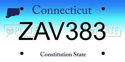 ZAV383 Connecticut License Plate