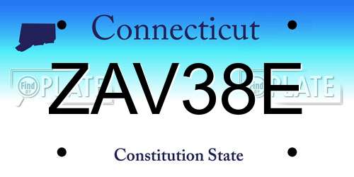 ZAV38E Connecticut License Plate
