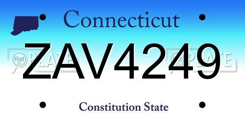 ZAV4249 Connecticut License Plate