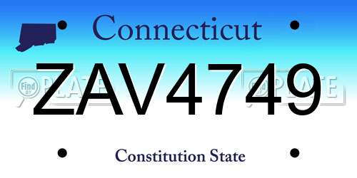 ZAV4749 Connecticut License Plate