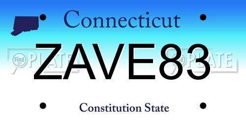 ZAVE83 Connecticut License Plate