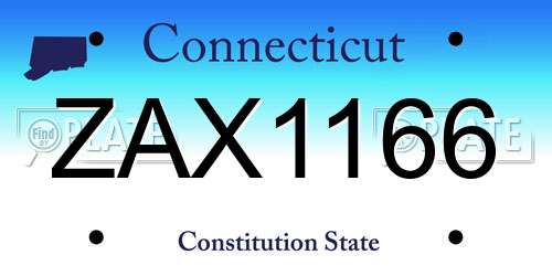 ZAX1166 Connecticut License Plate