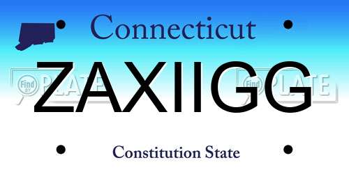 ZAXIIGG Connecticut License Plate