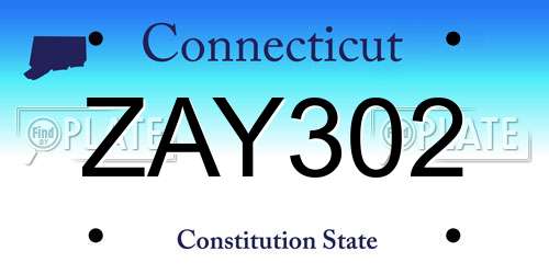 ZAY302 Connecticut License Plate