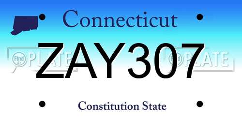 ZAY307 Connecticut License Plate