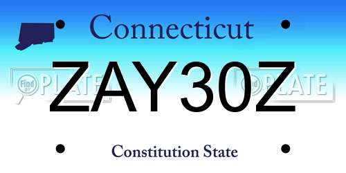 ZAY30Z Connecticut License Plate