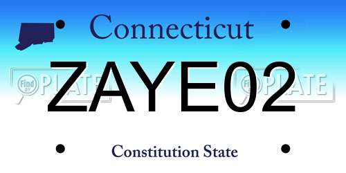 ZAYE02 Connecticut License Plate