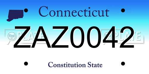 ZAZ0042 Connecticut License Plate