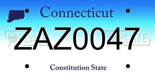ZAZ0047 Connecticut License Plate