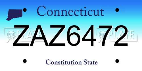 ZAZ6472 Connecticut License Plate