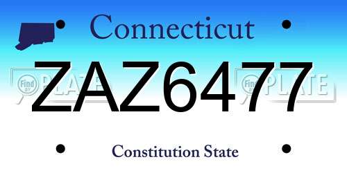 ZAZ6477 Connecticut License Plate