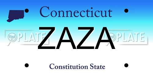 ZAZA Connecticut License Plate
