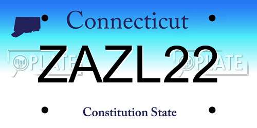 ZAZL22 Connecticut License Plate