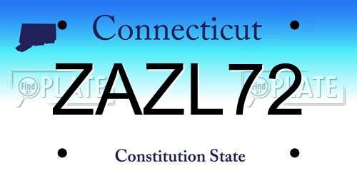 ZAZL72 Connecticut License Plate