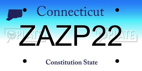 ZAZP22 Connecticut License Plate