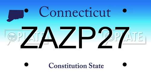 ZAZP27 Connecticut License Plate
