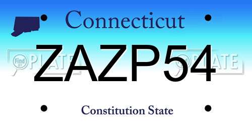 ZAZP54 Connecticut License Plate