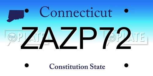 ZAZP72 Connecticut License Plate