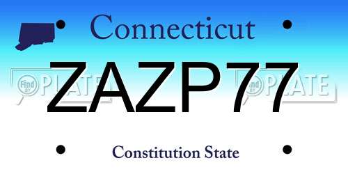 ZAZP77 Connecticut License Plate