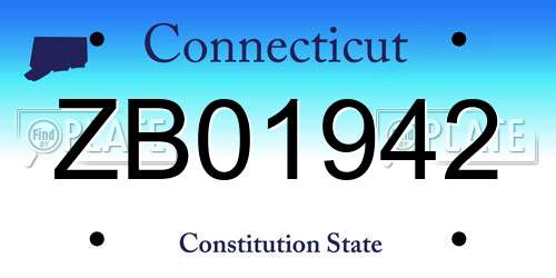 ZB01942 Connecticut License Plate