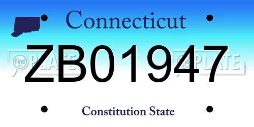 ZB01947 Connecticut License Plate
