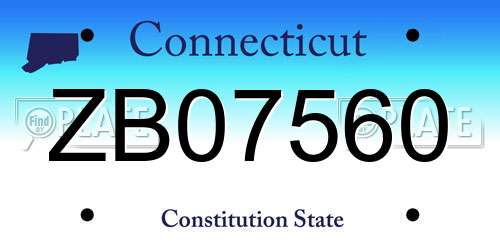 ZB07560 Connecticut License Plate