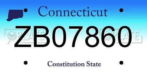 ZB07860 Connecticut License Plate