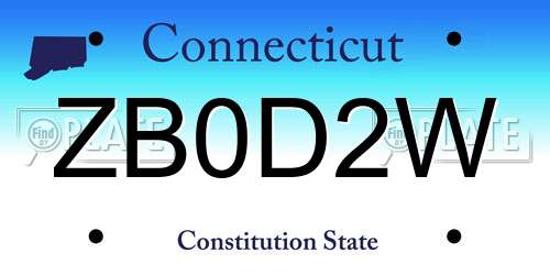 ZB0D2W Connecticut License Plate