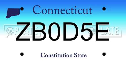 ZB0D5E Connecticut License Plate
