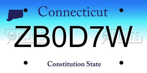 ZB0D7W Connecticut License Plate