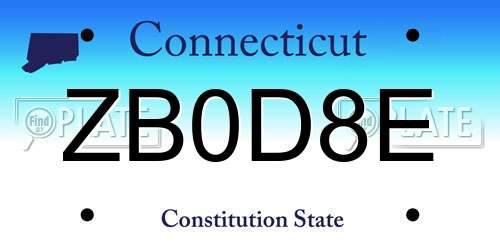 ZB0D8E Connecticut License Plate