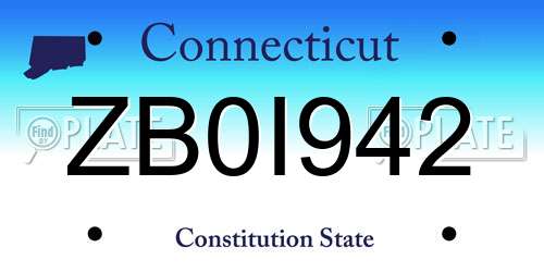 ZB0I942 Connecticut License Plate
