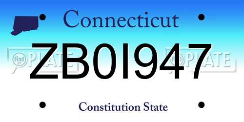 ZB0I947 Connecticut License Plate
