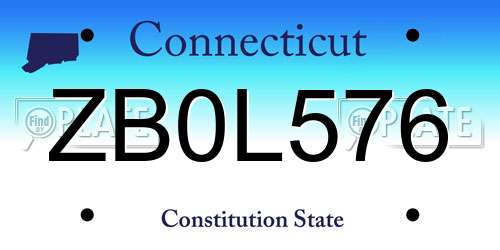 ZB0L576 Connecticut License Plate