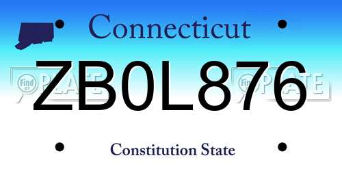 ZB0L876 Connecticut License Plate